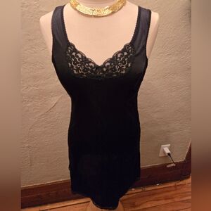 Vintage Pink Lady Black Lace Slip Dress – Sheer Y2K Lingerie Style